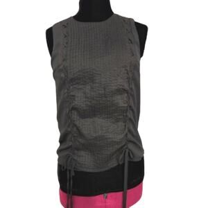 Strut & Bolt Lace Up Sleeveless Lined Pintick Pleat Keyhole‎ Back Black Top M